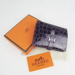 Cheap Replica Hermes Purple Crocodile Veins Wallet H006